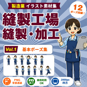 縫製工場・縫製スタッフ Vol.1 基本ポーズ集