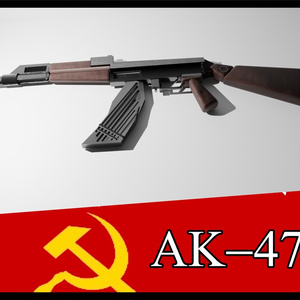 【3Dモデル】AK-47風のアサルトライフル（比較的低ポリゴン・ゲーム用）【FBX】