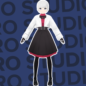 Winter dress (Full model) white and red cute school uniform Vroid
