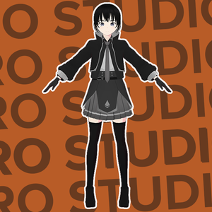 Military winter dress (Full model) dark cute school uniform Vroid