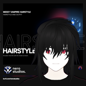 Messy vampire long hair Alucard inspired (vroid file) / 鬼 悪魔の髪 赤い目 吸血鬼  吸血鬼の髪型 ハロウィン