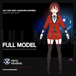 Suit and skirt Kakegurui inspired formal sexy full set (vroid file) / コスプレ 赤 スーツ スカート ストッキング