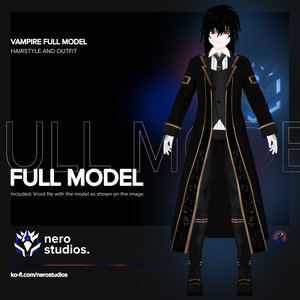 VAMPIRE FULL OUTFIT AND HAIRSTYLE MODEL (VROID FILE) / ヴァンパイア ゴシック 黒 ロングコート ハロウィン