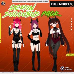 DEMON SUCCUBUS LINGERIE, HORNS, SEXY ANIME GIRL (VROID FILE) / ハロウィン 鬼 サキュバス 悪魔 チョーカー ツノ セクシー