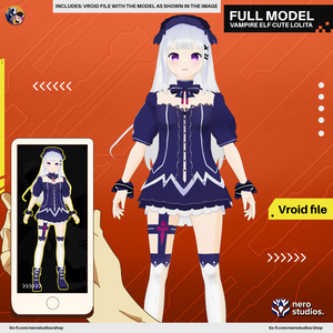 VAMPIRE ELF CUTE LOLITA HAT MAID GOTHIC GIRL (VROID FILE) / ヴァンパイア エルフ ファンタジー ロリータ ロリータ・ファッション ゴシック 女の子 セレスティア ハロウィン衣装