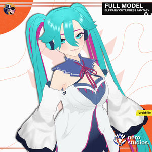 ELF FAIRY CUTE DRESS FANTASY DREAMY FULL OUTFIT AND HAIRSTYLE ANIME STYLE SET PRESET (VROID FILE) / 3Dモデル エルフ 妖精 ファンタジー ドレス タイツ ストッキング