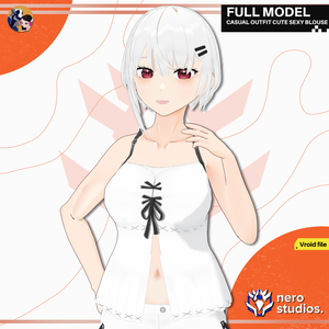 CASUAL OUTFIT CUTE SEXY BLOUSE SHORTS SOCKS BUNNIE MOUSE THEMED FULL SET HAIRSTYLE PRESET (VROID FILE) / かわいい セクシー 3Dモデル ブラウス パンツ タイツ 下着 髪型