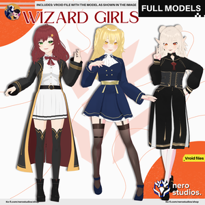 WIZARD UNIFORM SCHOOL MAGICIAN MAGIC CUTE GIRL OUTFIT HAIRSTYLE SEXY FULL OUTFIT (VROID FILES) / 魔法使い マジシャン 魔法のような 女の子 制服 ファンタジー 3Dモデル