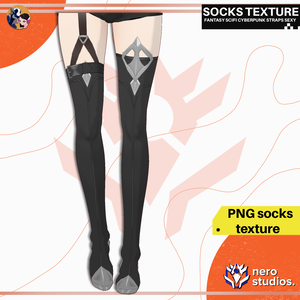 SOCKS STOCKINGS GOTHIC FANTASY SCIFI EMO CYBERPUNK STRAPS SEXY (VROID TEXTURE) / タイツ ゴシック ファンタジー  SF セクシー ストッキング ソックス サイバーパンク