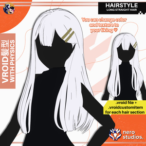 VRoid ヘアプリセット｜ロングストレートヘア×前髪 | VROID HAIR PRESET | LONG STRAIGHT HAIRSTYLE WITH BANGS | HAIRSTYLE FOR VROID