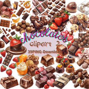 チョコ好きさんのためのチョコレートクリップアート素材セット２　PNG形式（背景透過）39種