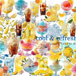 🧊 Cool&Refreshing　氷・アイス・ドリンク クリップアートセット　４３種　PNG（背景透過）