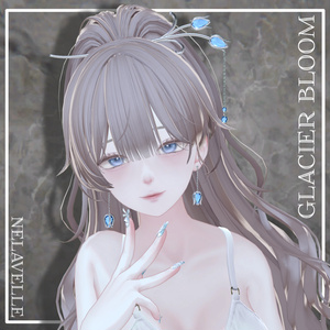 -GlacierBloom- Ornate Hairpin & Earrings