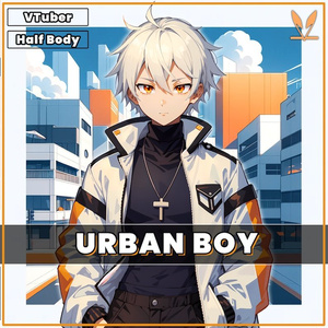 Premade VTuber model - Urban Boy for vtube studio as a cool customizable colored half body vtuber male vtuber made in live 2d