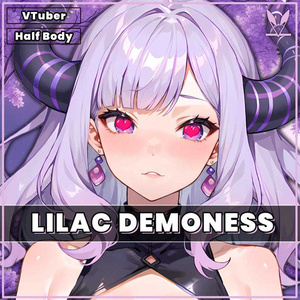 VTuber - Purple Demoness Succubus Girl for vtube studio as a cute Purple, white half body vtuber demon goth girl live2d model