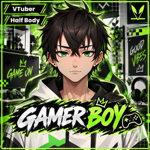 Mannelijk premade VTuber-model - Gamer Boy voor vtube-studio als een coole, aanpasbare, gekleurde full body vtuber mannelijke 2d vtuber