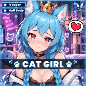 Cat / Fox VTuber Girl Model for vtube studio as a blue vtuber fox cat girl live2d model