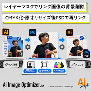 【illustrator】リンク画像をダイレクトにPhotoshopのレイヤーマスクで背景削除・CMYK・原寸リサイズし再リンクするスクリプト「Ai Image Optimizer」