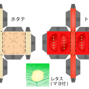 ペーパークラフト・ホタテバーガー (PDFファイル)