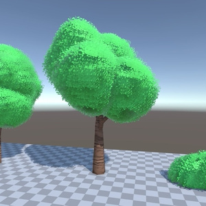 【Unity】「モフモフな木」セット（3Dモデル＆URP用シェーダー）
