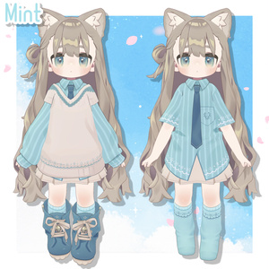 春色ストライプデフォルト衣装テクスチャ - Spring Color Stripe Outfit Texture - 缩略图 6