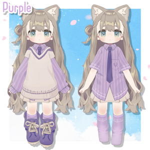 春色ストライプデフォルト衣装テクスチャ - Spring Color Stripe Outfit Texture - 缩略图 4