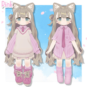 春色ストライプデフォルト衣装テクスチャ - Spring Color Stripe Outfit Texture - 缩略图 3