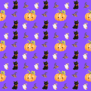 わくわくハロウィンと黒猫ちゃん・スクエアデザインペーパー