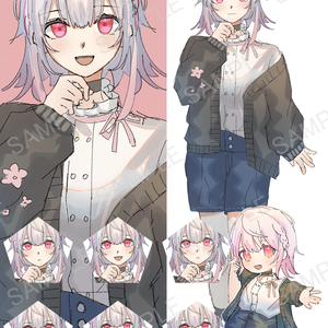 【無料有】立ち絵素材 赤目の猫ちゃん風女の子 SDキャラ付き