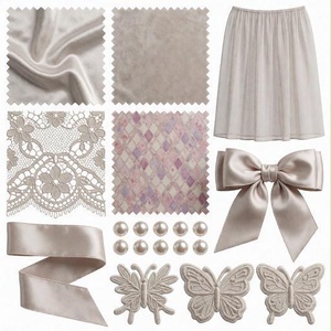 レース、布、パール素材｜パープル・ブルー・ピンクカラー｜lace, fabric, metal｜M0052