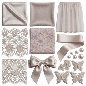 レース、チュール素材｜クリーム・グレー・白カラー｜lace, tulle｜M0061