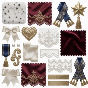 布、レース、金属素材｜赤・ゴールド・ブルーカラー｜fabric, lace, metal｜M0067