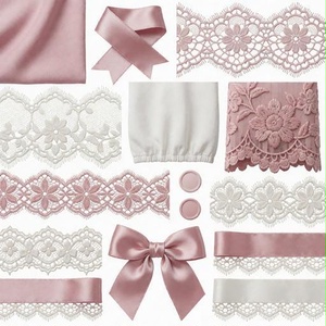 レース、布、サテン素材｜ピンク・白・ライトピンクカラー｜lace, fabric, satin｜M0103