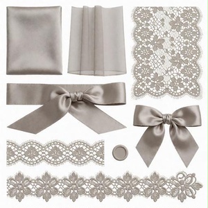 レース、サテン、リボン素材｜グレー・白・黒カラー｜lace, satin, ribbon｜M0109