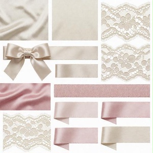 レース、リボン、サテン素材｜ピンク・ベージュ・ブラウンカラー｜lace, ribbon, satin｜M0125