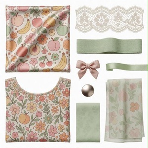 布、レース素材｜ピンク・イエロー・オレンジカラー｜fabric, lace｜M0139