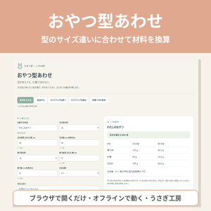 おやつ型あわせ ― 型のサイズ違いに合わせて材料を換算