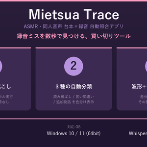 Mietsua Trace - ASMR・同人音声 台本×録音 自動照合アプリ v1.0