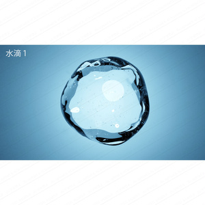 透明な水滴の3Dオブジェクト画像素材　高画質