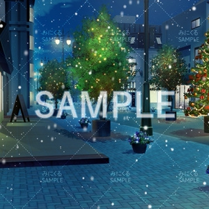 【背景素材】クリスマスの街並み 昼/雪/イルミネーション (日常編part20-BG15_pl_crhs_ns) 