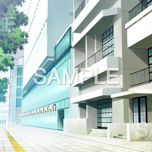 【背景素材】オフィスビル前の歩道(『街編』1710machi011)