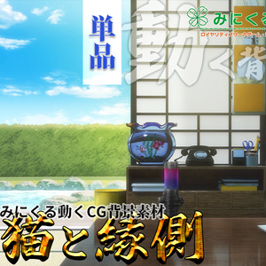 【動く背景素材】猫と縁側 (お部屋01-kotatsu05)