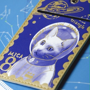 パスケース『キャプテンマイカ切手』宇宙を旅する白猫マイカシリーズ