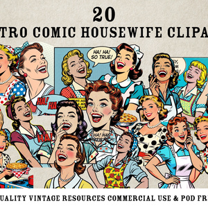 Vintage Comic Wives - 50sレトロポップ・イラスト素材集 [PNG/商用可]