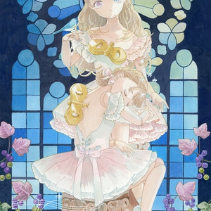 手描きイラスト オリジナル 「花海の人魚」 原画 創作 女の子