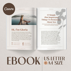 A4&USレター縦位置eBookテンプレートCanva68点セット – Beige