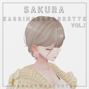 [無料] [VRChat想定] sakura  barrette & earrings