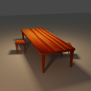 【無料3D素材】机と椅子＿FBXファイル＿blender
