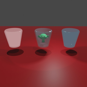 3D無料素材　ガラス製のコップ　半透明三色　商用利用可