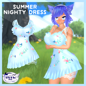 Summer Nighty Dress - 夏パジャマドレス Original 3D model Unitypackage Outfit for VRCHAT
